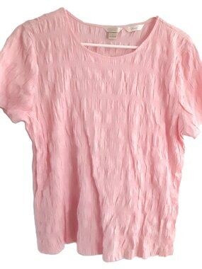Christopher & Banks Top Size L Stretch Pink Short Sleeve Pullover Rayon Blend